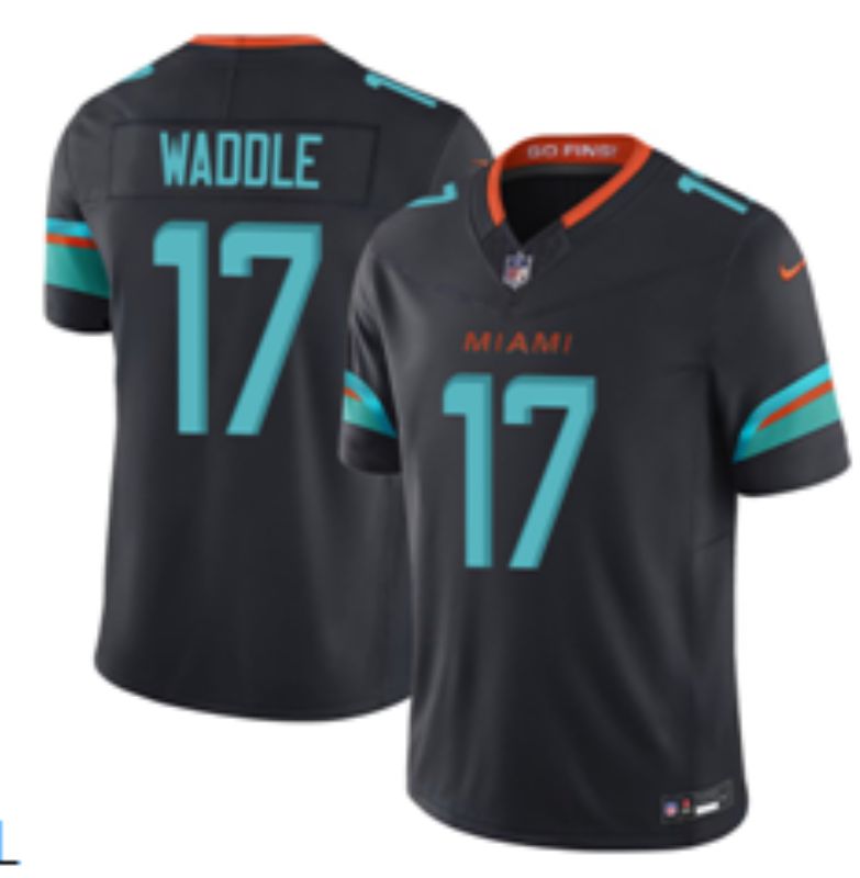Men 2025 Miami Dolphins #17 Waddle black 5th generation Throwback Nike Limited NFL Jersey style 001->women nfl jersey->Women Jersey
